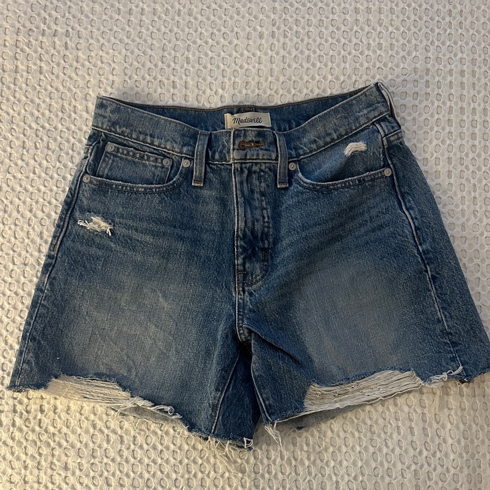 Madewell Distressed Blue Denim Cutoff Shorts